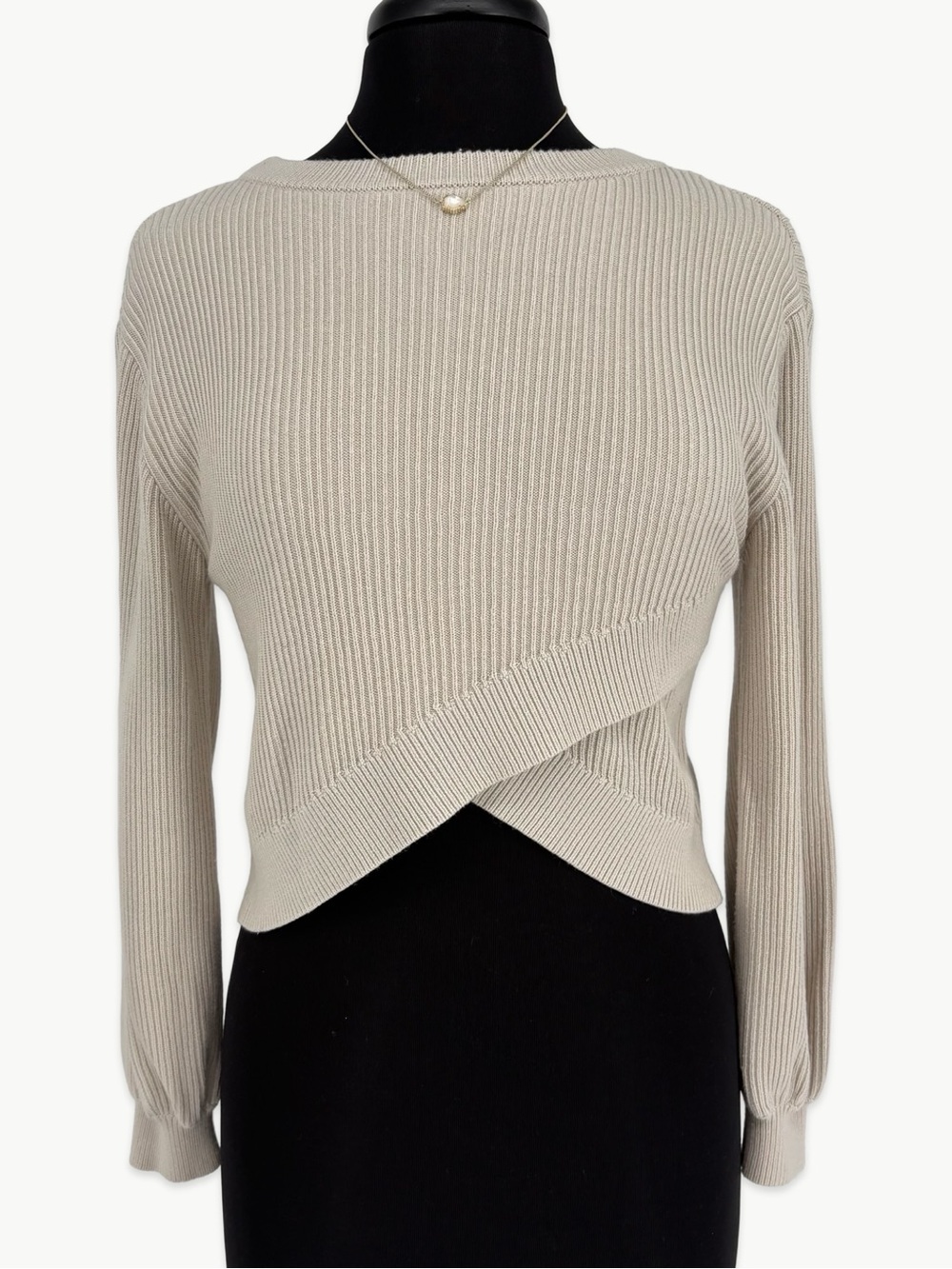 Lululemon Reversible Crossover Knit Sweater Size 2 Bone Cashmere Blend Ribbed
